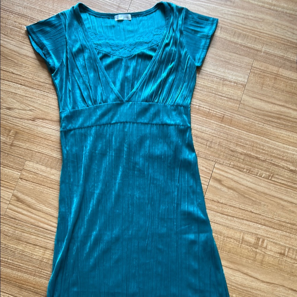 Teal Short Sleeve Nursing Dress